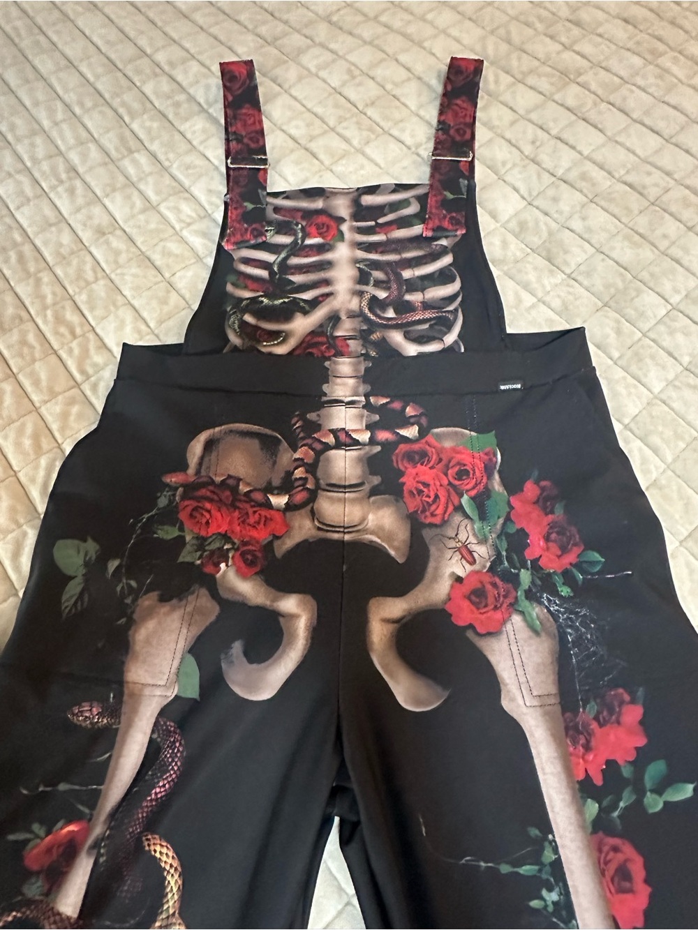 BlackMilk | Creeper Ribs Long Overalls XL NWT Gothic Skeleton Roses Snake Vault - Picture 4 of 10